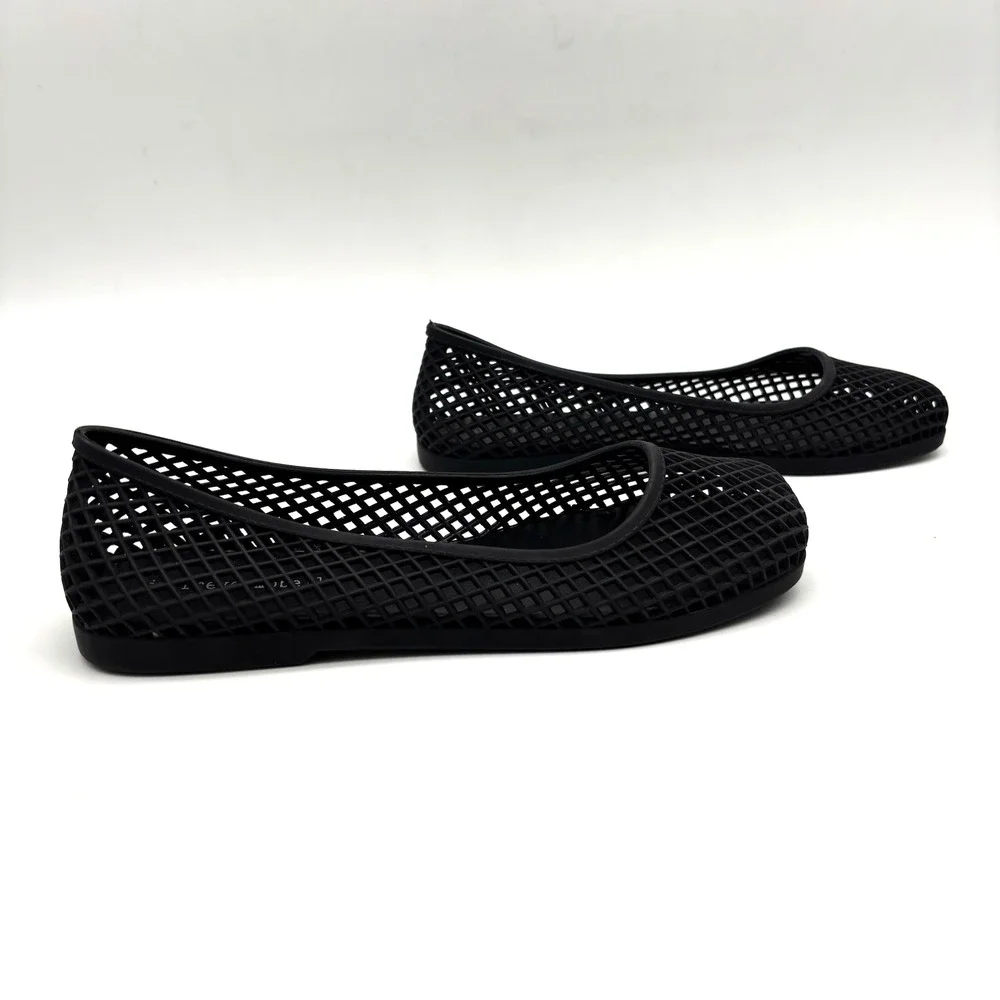 NEW Jeffrey Campbell SUNI Black Square Toe Slip On Jelly Ballet Flats US8 EU38